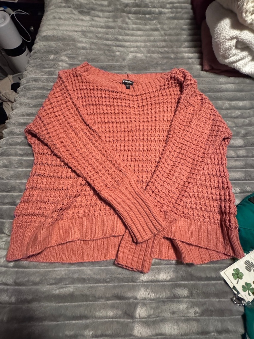 Express Coral Knit Crewneck Sweater